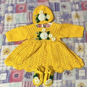 Handmade wool frock for baby girl